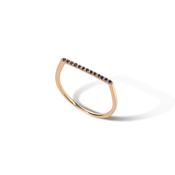 delicate and modern 14k rose gold blue sapphire pavé band with flat top