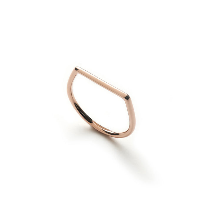 delicate and modern 14k rose gold stacking band with flat top